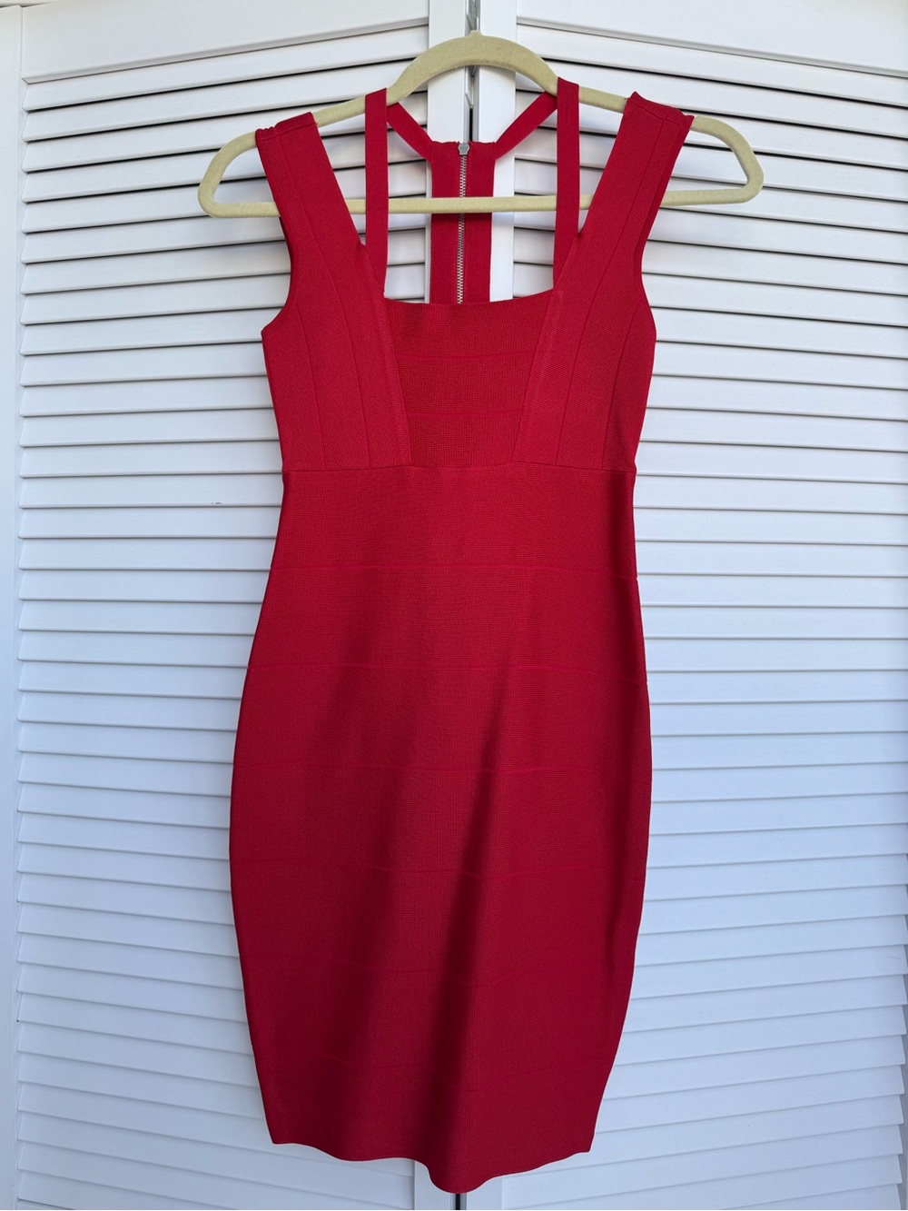 Armani Exchange Red Strappy Mini Sheath Dress